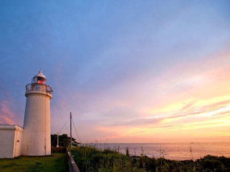 Sunosaki Lighthouse at sunset time