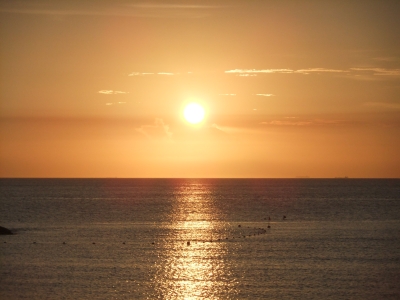 北条海岸に沈む夕日