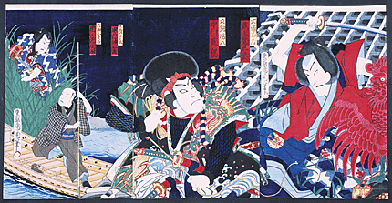 浮世絵、里見八犬士之内犬田小文吾、豊原口周画 歌川国貞による浮世絵「「里見八犬士之一個」「犬田小文吾悌頼順